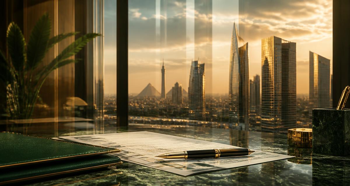 أفق القاهرة الاستثماري مع مستندات تأسيس شركة على مكتب